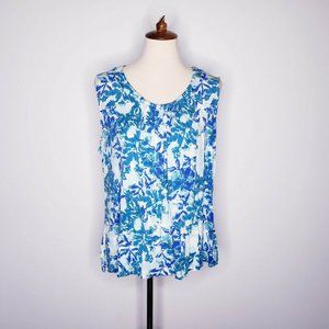 Reilmans  Blue Abstract Floral Sleeveless Top